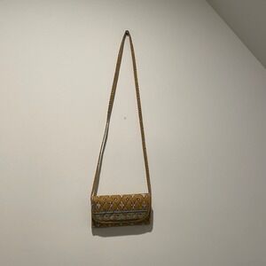 Maggib Quilted Crossbody with Removal Strap Wallet Bag Mustard Floral Paisley